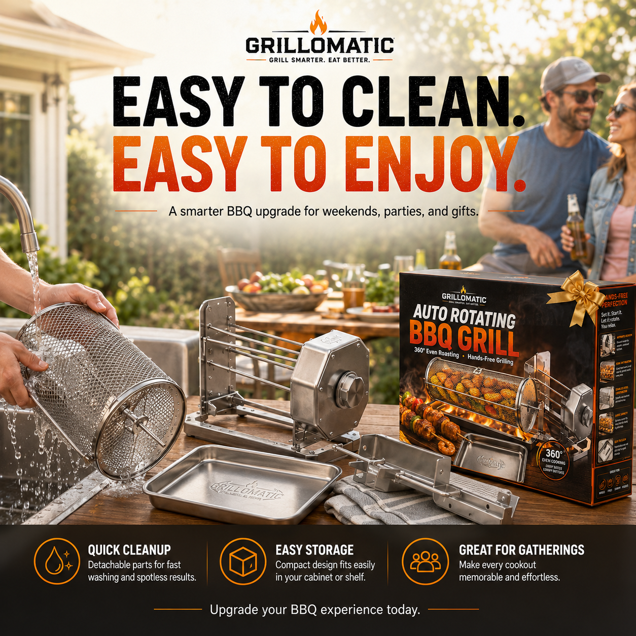 🎁𝐎𝐟𝐟𝐢𝐜𝐢𝐚𝐥 𝐁𝐫𝐚𝐧𝐝 𝐒𝐭𝐨𝐫𝐞✨🔥 Automatic Rotating BBQ Grill Rack