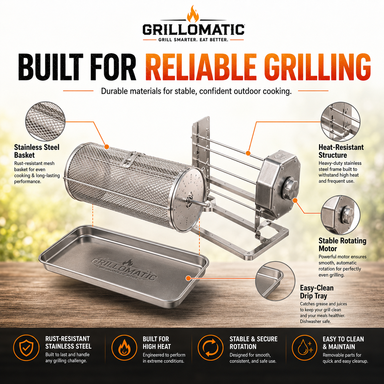 🎁𝐎𝐟𝐟𝐢𝐜𝐢𝐚𝐥 𝐁𝐫𝐚𝐧𝐝 𝐒𝐭𝐨𝐫𝐞✨🔥 Automatic Rotating BBQ Grill Rack