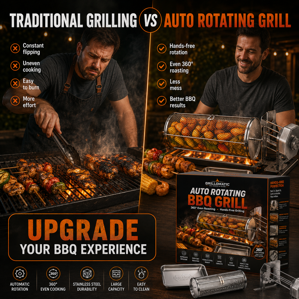 𝐎𝐟𝐟𝐢𝐜𝐢𝐚𝐥 𝐁𝐫𝐚𝐧𝐝 𝐒𝐭𝐨𝐫𝐞🔥3,155 sold in last 24 hours🔥 Automatic Rotating BBQ Grill Rack